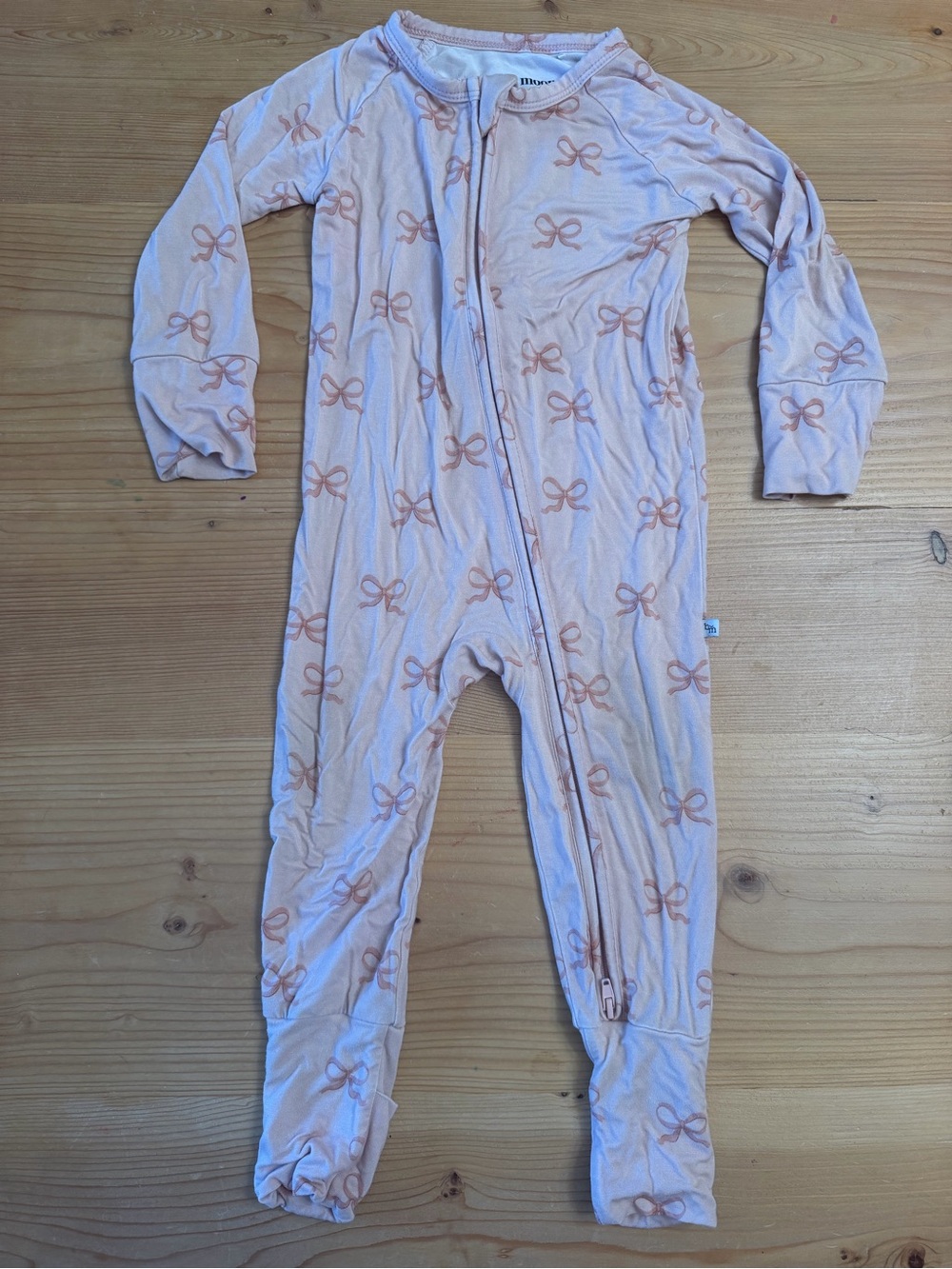 Baby Girl's Pink Bow-Print One-Piece Pajamas